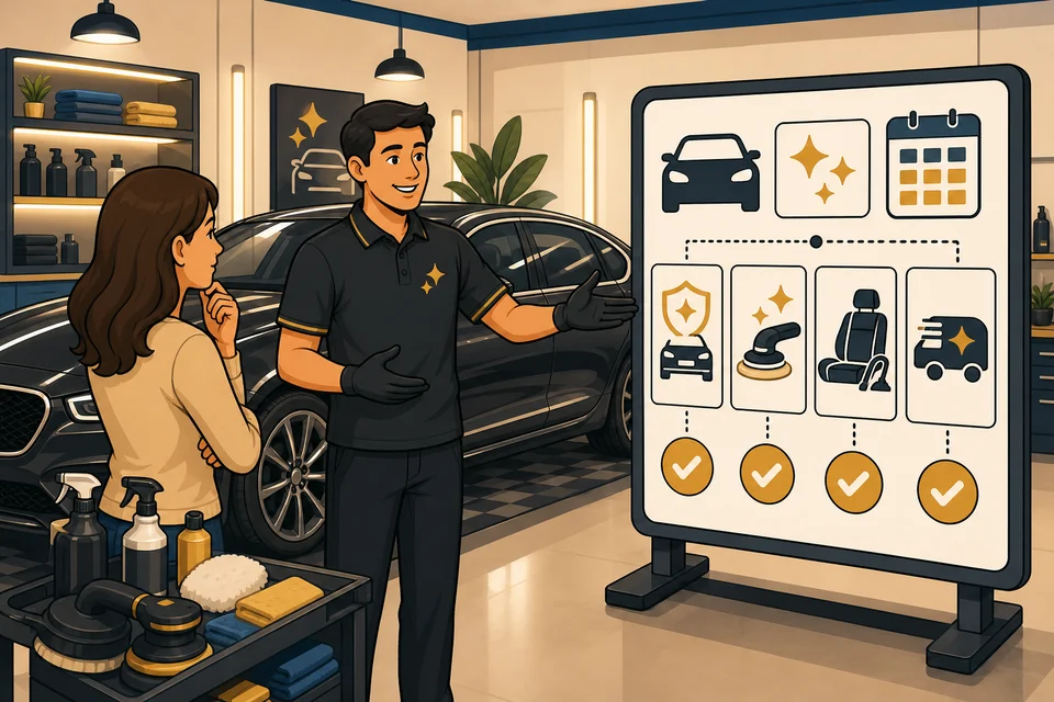 Auto Detailers trust-builder illustration for booking and quote requests stay obvious.